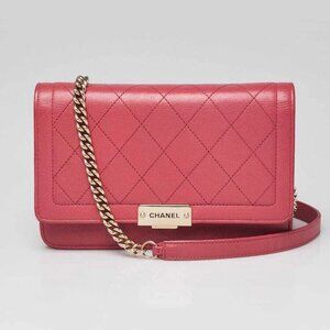 Chanel Pink Quilted Calfskin Leather WOC Clutch Bag